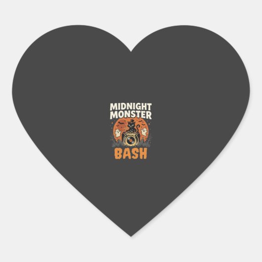 Sticker Cœur Bash de monstres de minuit d'Halloween (Devant)