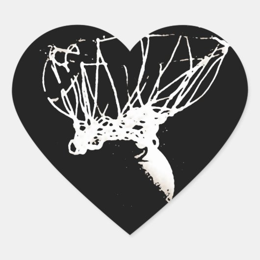 Sticker Cœur Basket-ball Black White Pop Art (Devant)