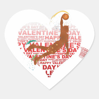 Sticker Cœur Basket-ball Valentine's Day Gift Basketball