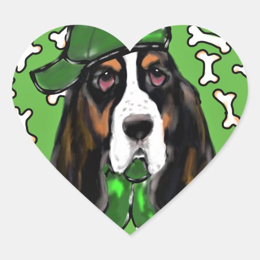 Sticker Cœur Basset Hound (Devant)