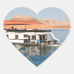 Sticker Cœur Bateau-maison faisant des vagues, lac Powell,