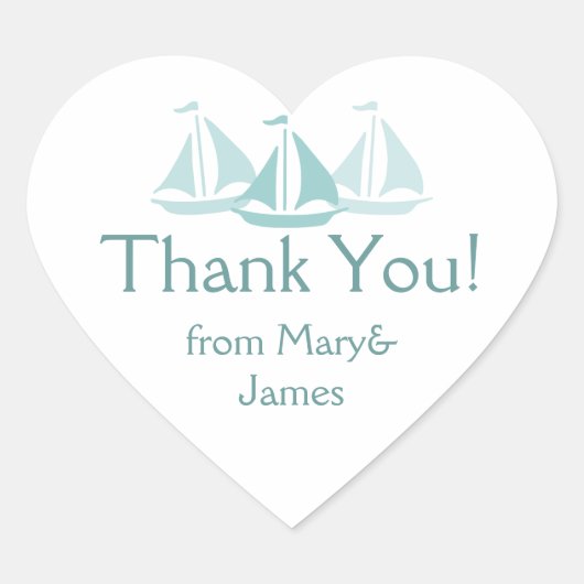 Sticker Cœur Bateaux Bleus Mariage Nautique (Devant)