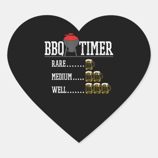 Sticker Cœur BBQ | BBQ Timer Funny Bière Steak Grill (Devant)