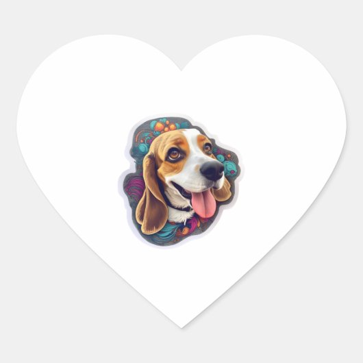STICKER CŒUR BEAGLE 4 (Devant)