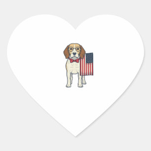 Sticker Cœur Beagle patriotique avec drapeau vintage vector art