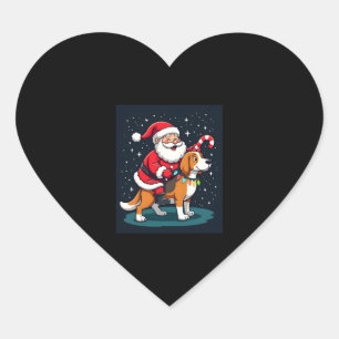 Sticker Cœur Beagle Xmas Éclairage Père Noël équitation Beagle