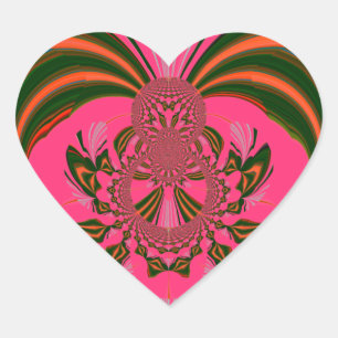 Sticker Cœur Beau Africain Chaud Rose Rouge Doré Vert Lovely