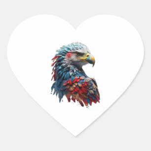 Sticker Cœur Beau aigle majestueux fait d'explosion colorée