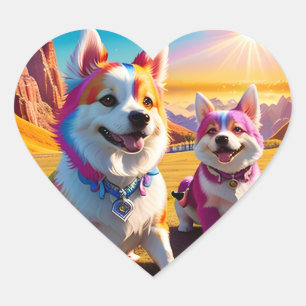 Sticker Cœur Beau animal quatre