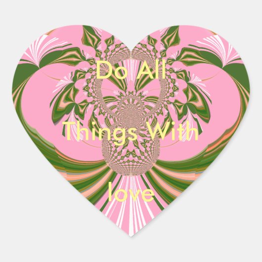 Sticker Cœur Beau bébé rose vert et blanc Kaleidoscope (Devant)