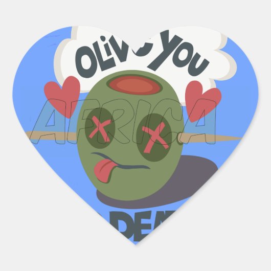 Sticker Cœur Beau Cool J'aime Afrique Art (Devant)