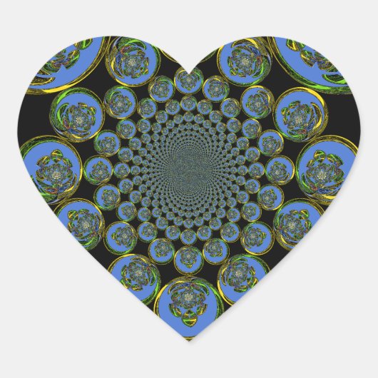 Sticker Cœur Beau cool royal bleu noir kaléidoscope art (Devant)