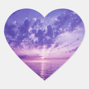 Sticker Cœur Beau coucher de soleil violet