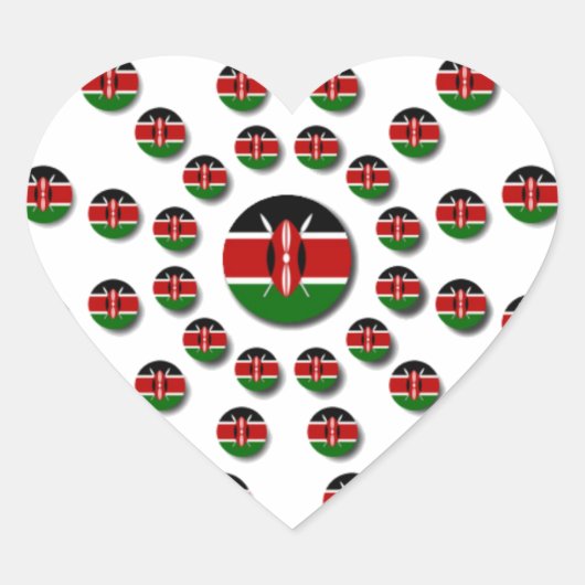 Sticker Cœur Beau Drapeau circulaire kenyan : Un design radial (Devant)