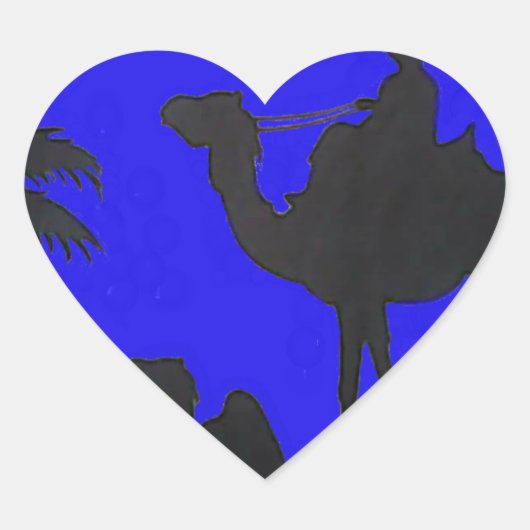 Sticker Cœur Beau Extraordinaire Sunset Camel Safari Art Imprim (Devant)