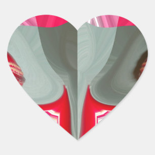 Sticker Cœur beau motif géométrique gris cendré rouge design AR