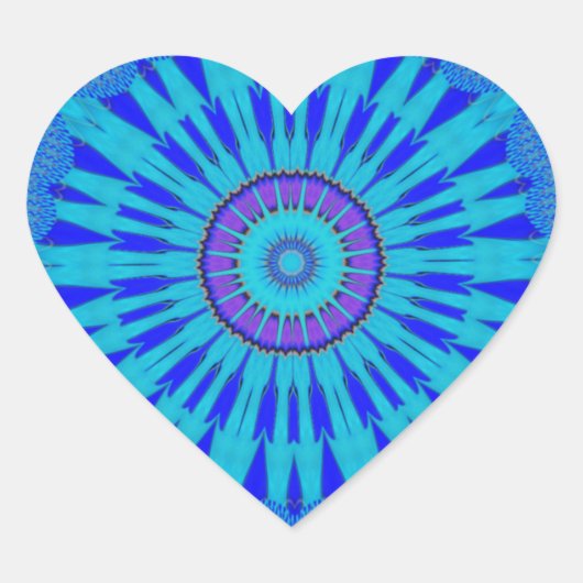 Sticker Cœur Beau Royal Blue Mandala Art Imprimer (Devant)