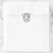 Sticker Cœur Beau Tigre Blanc Avec Yeux Bleus (Sac)