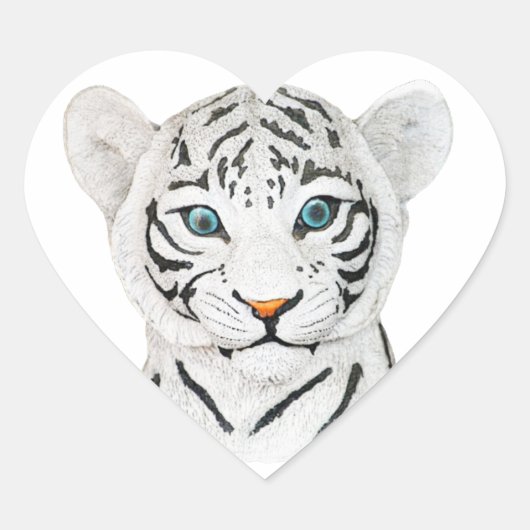 Sticker Cœur Beau Tigre Blanc Avec Yeux Bleus (Devant)