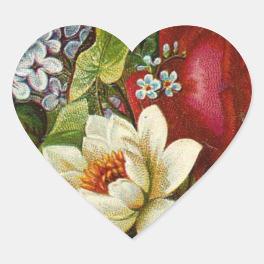 Sticker Cœur Beautiful Romantic Summer Bouquet with Red Rose (Devant)