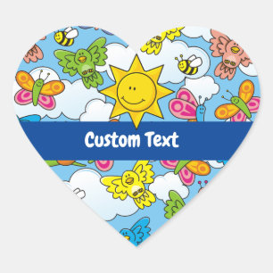 Sticker Cœur Bébé Animaux Arrière - plan