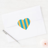 Sticker Cœur Bébé Bleu et Jaune rayures (Enveloppe)