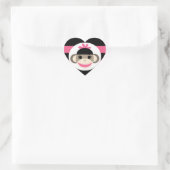 Sticker Cœur Bébé mignon fille Sock Singe noir rose rayures (Sac)