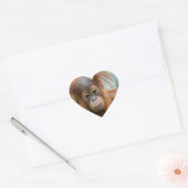 Sticker Cœur Bébé mignon Orangutan vue droit devant (Enveloppe)