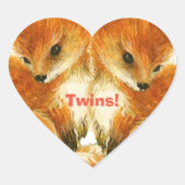Sticker Cœur Bébé Twin Foxes (Devant)