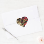Sticker Cœur Bee gothique et Rose (Enveloppe)