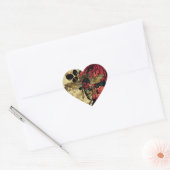 Sticker Cœur Bee gothique et Rose (Enveloppe)