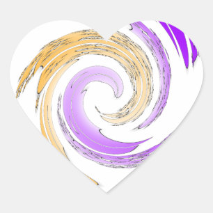 Sticker Cœur Belle Art Moderne Design : Tourbillon violet et or