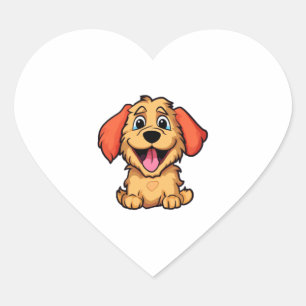 Sticker Cœur Belle caricature chien 3