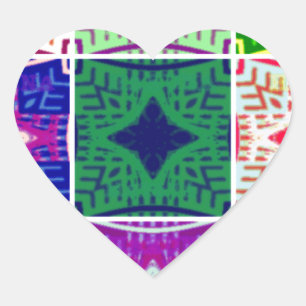 Sticker Cœur Belle impression d'art à carreaux africains