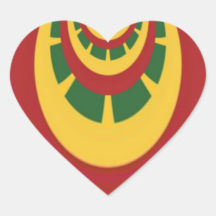 Sticker Cœur Belle impression d'art aux couleurs rasta incroyab