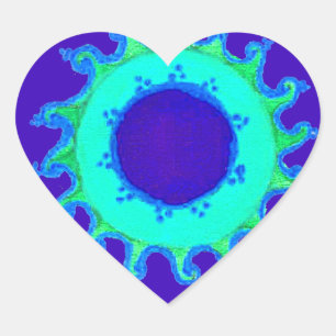 Sticker Cœur Belle Iridescente Blue Floral Art peinture à l'hui