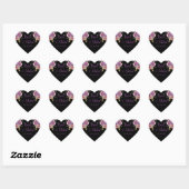 Sticker Cœur Belle Mariage d'aquarelle violette et noire (Feuille)