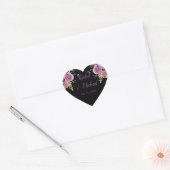 Sticker Cœur Belle Mariage d'aquarelle violette et noire (Enveloppe)