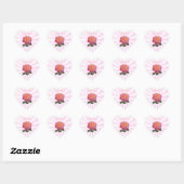 Sticker Cœur Belle Rose Rose (Feuille)
