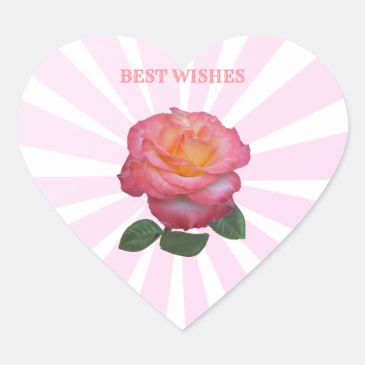 Sticker Cœur Belle Rose Rose (Devant)