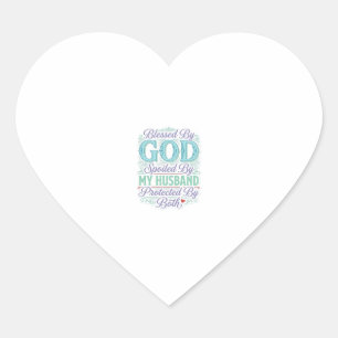 Sticker Cœur Béni par Dieu gâté par mon mari conception de t-sh