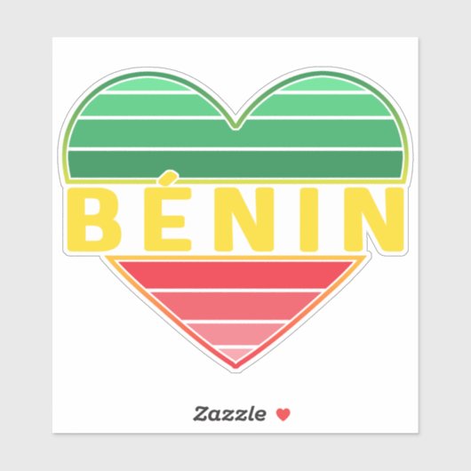 Sticker Coeur béninois, I Love Bénin (Feuille)