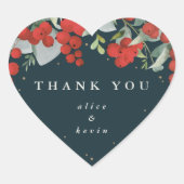 Sticker Cœur Berries rouges + Merci de Noël Eucalyptus (Devant)