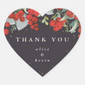 Sticker Cœur Berries rouges + Merci de Noël Eucalyptus (Devant)
