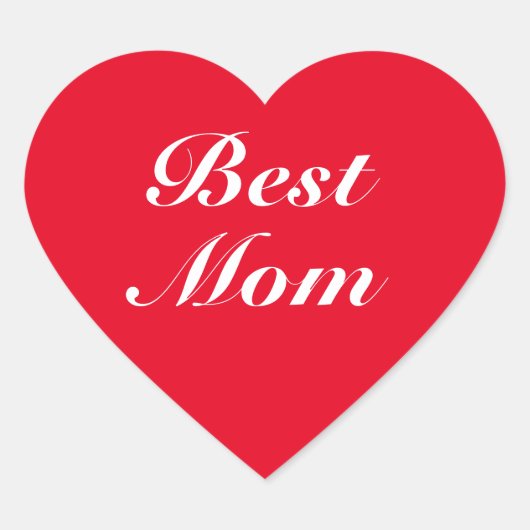 Sticker Cœur Best Mom rouge blanc classique script élégant chic (Devant)