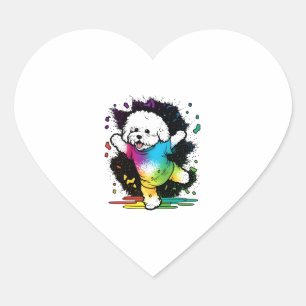 Sticker Cœur Bichon coloré Kawaii Dancing