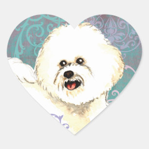 Sticker Cœur Bichon élégant Frise