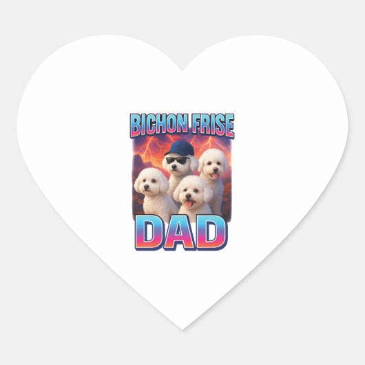 Sticker Cœur Bichon frisé (Devant)