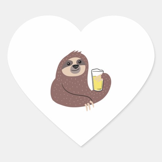 Sticker Cœur Bière Sloth (Devant)