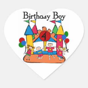 Sticker Cœur Big Bounce Boy 4th Birthday Tshirts et cadeaux